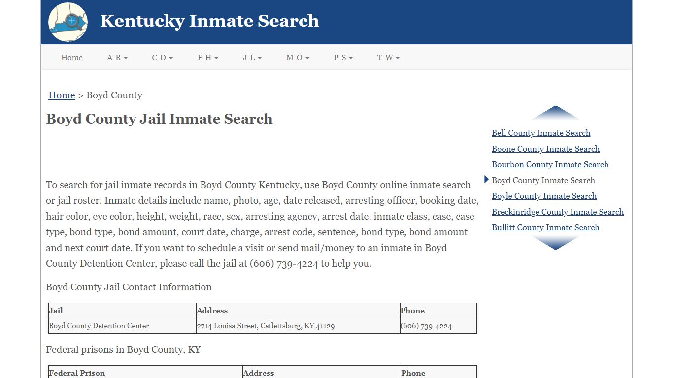 Boyd County Jail Inmate Search